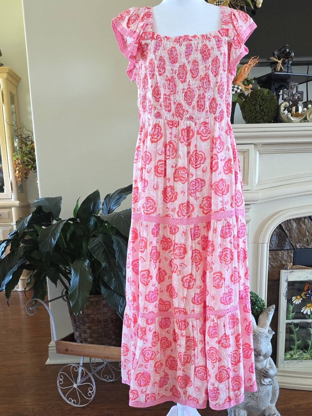 Sail to Sable Pink Floral Smocked Maxi Dress